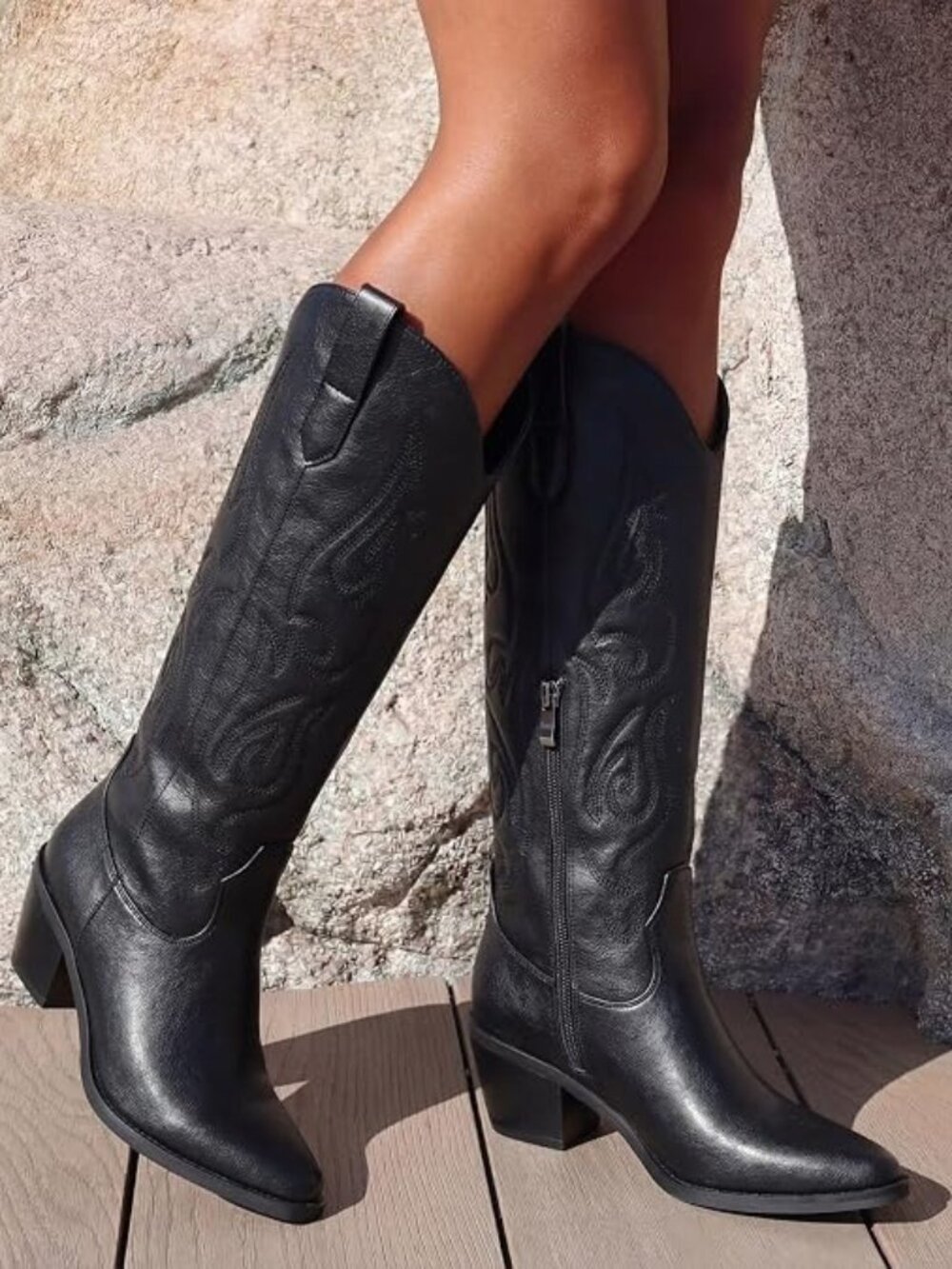 Cowboy Boots for Women - Knee High Wide Calf Cowgirl Boots